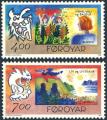 Potovn znmky Faersk ostrovy 1995 Evropa CEPT, mr a svoboda Mi# 278-79