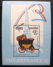 Poštovní známka Kambodža 1989 Poštovní dostavník Mi# Block 169