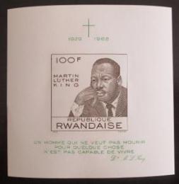 Potovn znmka Rwanda 1968 Martin Luther King, neperf. Mi# Block 14 B