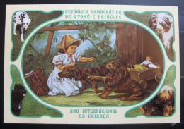 Poštovní známka Svatý Tomáš 1981 Dívka a psi Mi# Block 76 B Kat 22€