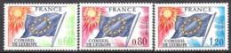 Poštovní známky Francie 1975 Evropská rada, vlajka, služební Mi# 16-18