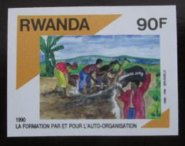 Poštovní známka Rwanda 1991 Stavba silnice neperf. Mi# 1449 B
