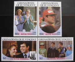 Poštovní známky Svatý Vincenc Gren 1986 Královská svatba Mi# 497-500