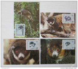 Maxikarty Komory 1987 Lemur mongoz, WWF 048 Mi# 792-95
