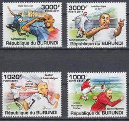 Poštovní známky Burundi 2011 Fotbalisti Mi# 2138-41 Kat 9.50€