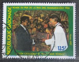 Potovn znmka Gabon 1987 Dag-Hammarskjld a prezident Bongo Mi# 987 - zvtit obrzek