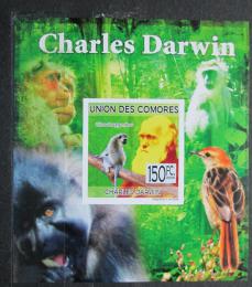 Poštovní známka Komory 2009 Charles Darwin neperf. Mi# 2225 B Block