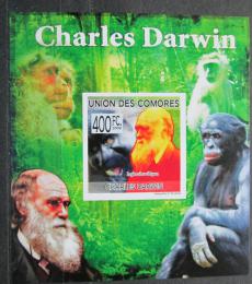 Poštovní známka Komory 2009 Charles Darwin neperf. Mi# 2228 B Block