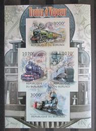 Poštovní známky Burundi 2012 Parní lokomotivy neperf. Mi# 2436-39 B