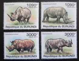 Poštovní známky Burundi 2011 Nosorožci Mi# 2110-13 Kat 9.50€