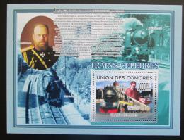 Poštovní známka Komory 2009 Lokomotivy Mi# Block 498 Kat 15€