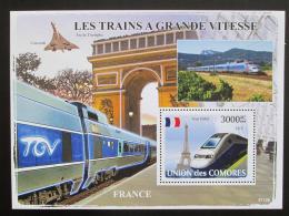 Poštovní známka Komory 2008 Francouzské rychlovlaky Mi# Block 440 Kat 15€