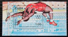 Poštovní známka Kuba 1990 LOH Barcelona, skok do výšky Mi# Block 118