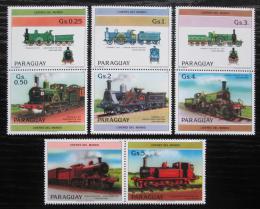 Poštovní známky Paraguay 1984 Lokomotivy s kupónem 1 Mi# 3779-85 