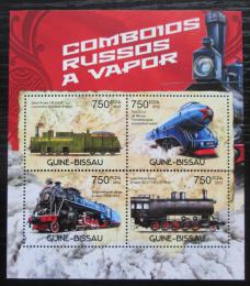 Poštovní známky Guinea-Bissau 2012 Ruské parní lokomotivy Mi# 6121-24 Kat 12€