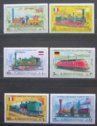 Poštovní známky Adžmán 1971 Staré lokomotivy Mi# 1197-1202