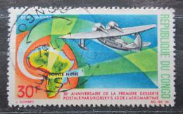 Poštovní známka Kongo 1967 Letadlo a mapa Mi# 142