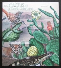 Poštovní známka Burundi 2012 Kaktusy a fauna neperf. Mi# Block 274 B