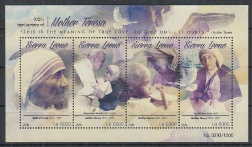 Poštovní známky Sierra Leone 2015 Matka Tereza Mi# 6632-35 Kat 11€