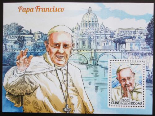 Poštovní známka Guinea-Bissau 2015 Papež František Mi# Block 1348 Kat 11€