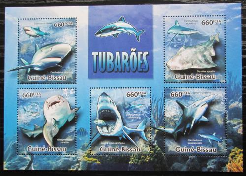 Poštovní známky Guinea-Bissau 2013 Žraloci Mi# 6748-52 Kat 13€