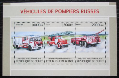 Poštovní známky Guinea 2013 Ruská hasièská auta Mi# 9705-07 Kat 18€