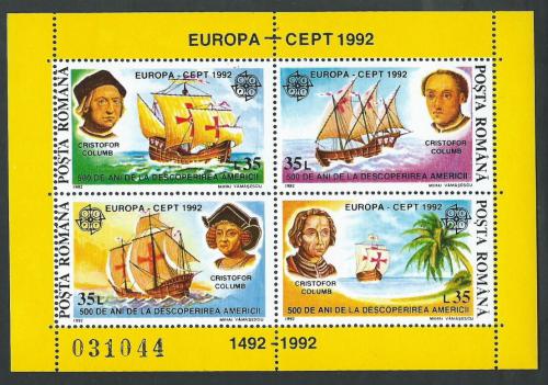 Poštovní známky Rumunsko 1992 Evropa CEPT, objevení Ameriky Mi# Block 271 Kat 25€