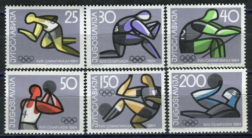 Poštovní známky Jugoslávie 1964 LOH Tokio Mi# 1076-81 Kat 15€