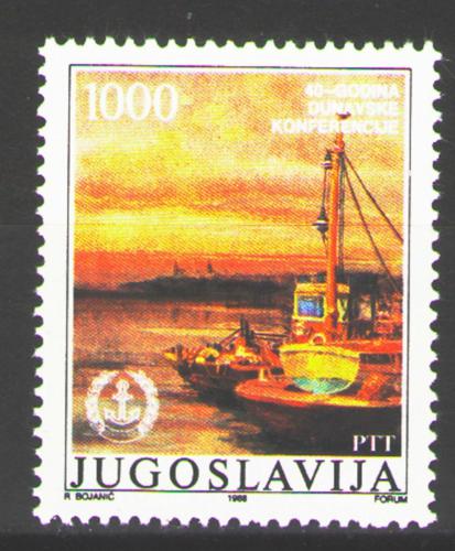 Poštovní známka Jugoslávie 1988 Lodì na Dunaji Mi# 2290