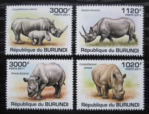 Poštovní známky Burundi 2011 Nosorožci Mi# 2114-17 Kat 9.50€