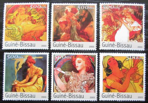 Poštovní známky Guinea-Bissau 2003 Umìní, Alfons Mucha Mi# 2555-60 Kat 13€