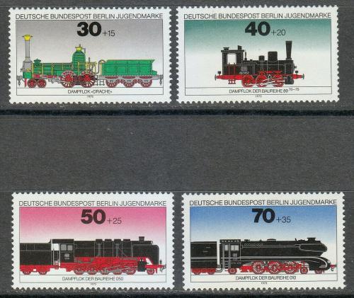 Poštovní známky Západní Berlín 1975 Lokomotivy Mi# 488-91 Kat 6.50€