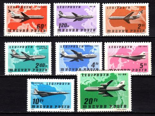 Poštovní známky Maïarsko 1977 Letadla Mi# 3222-29 Kat 7€