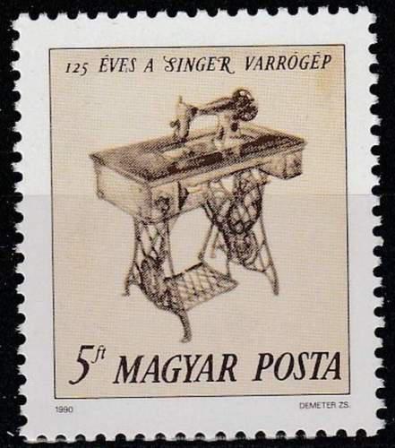 Poštovní známka Maïarsko 1990 Šicí stroj Singer Mi# 4066
