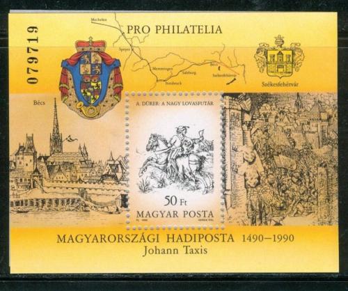 Poštovní známka Maïarsko 1990 Poštovní služby v Evropì Mi# Block 213 Kat 10€