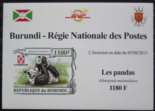 Poštovní známka Burundi 2013 Pandy neperf. DELUXE Mi# N/N