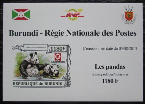 Poštovní známka Burundi 2013 Pandy neperf. DELUXE Mi# N/N