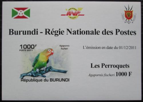 Poštovní známka Burundi 2011 Papoušík Fischerùv neperf. DELUXE Mi# 1974 B Block