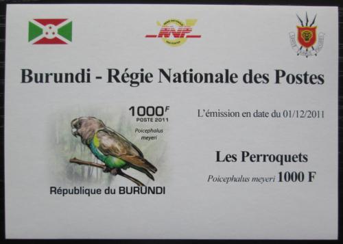 Poštovní známka Burundi 2011 Papoušek žlutotemenný neperf DELUXE Mi# 1975 B Block