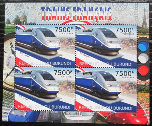 Potovn znmky Burundi 2012 Lokomotiva TGV Duplex Mi# 2457 Bogen