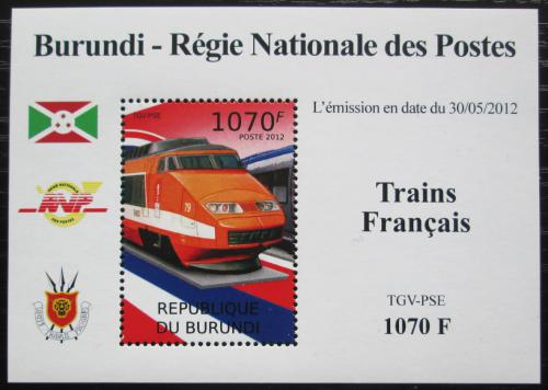 Potovn znmka Burundi 2012 Lokomotiva TGV-PSE DELUXE Mi# 2441 Block