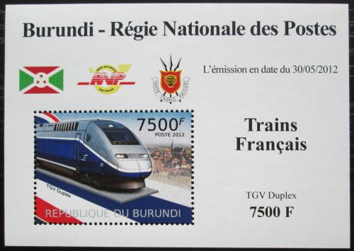 Potovn znmka Burundi 2012 Lokomotiva TGV Duplex Mi# 2457 Block - zvtit obrzek