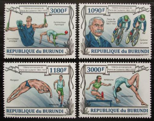 Potovn znmky Burundi 2013 Pierre Coubertin, Olympijsk hry Mi# 3188-91 Kat 10