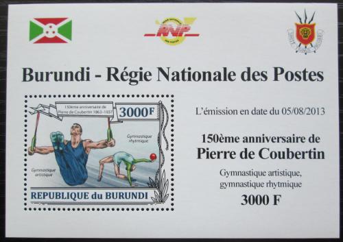 Potovn znmka Burundi 2013 Olympijsk hry, Pierre Coubertin Mi# 3191 Block 