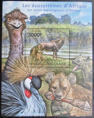 Poštovní známka Togo 2011 Fauna afrických bažin Mi# Block 643 Kat 12€