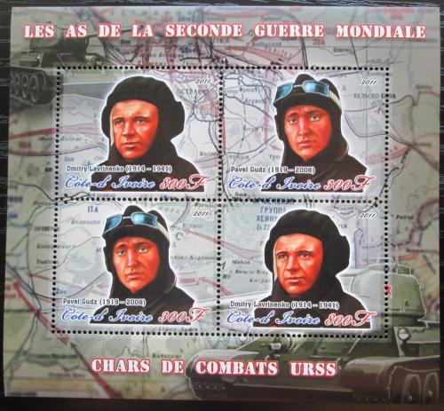 Poštovní známky Pobøeží Slonoviny 2011 Sovìtští velitelé tankù Mi# N/N