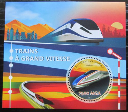 Poštovní známka Madagaskar 2014 Moderní lokomotivy Mi# Mi# N/N