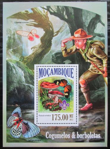 Poštovní známka Mosambik 2013 Motýli, houby a skauti Mi# Block 828 Kat 10€