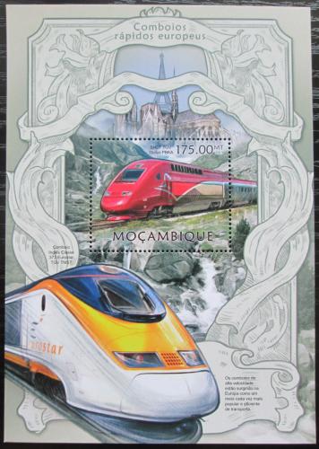 Poštovní známka Mosambik 2013 Moderní lokomotivy Mi# Block 716 Kat 10€