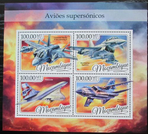 Poštovní známky Mosambik 2016 Nadzvukové letouny Mi# 8814-17 Kat 22€